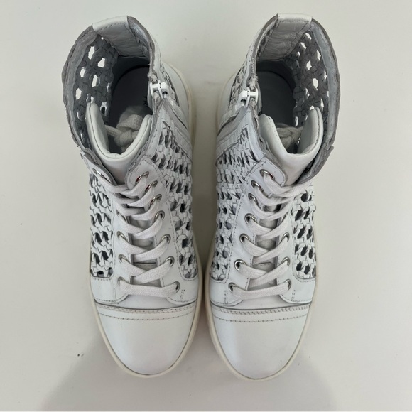 FREE PEOPLE Hayes Woven Leather High Top Sneakers in Ivory - Picture 4 of 13